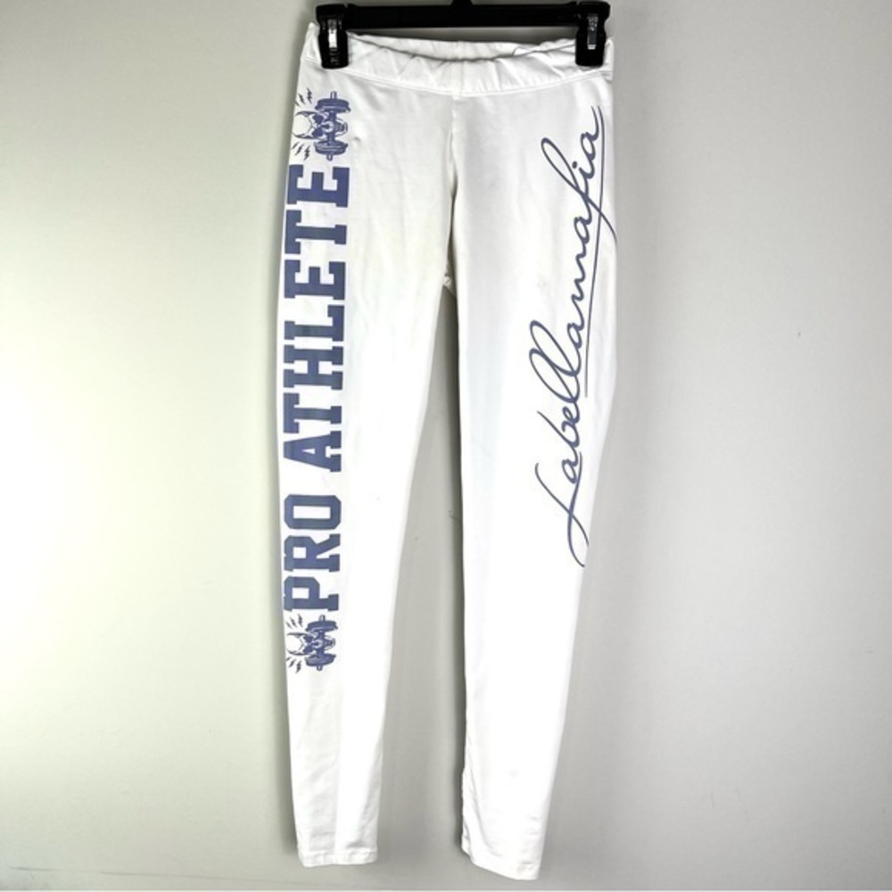 Labellamafia leggings womens size medium white purple logo workout stretch